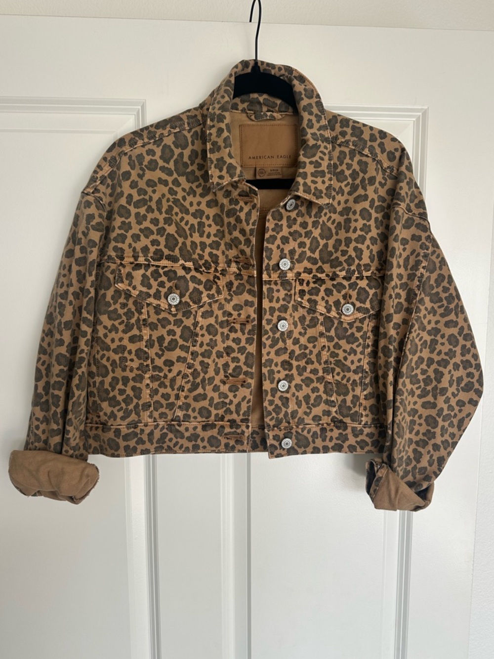 American Eagle Leopard Print Cropped Jacket - Size Small Worn Once!